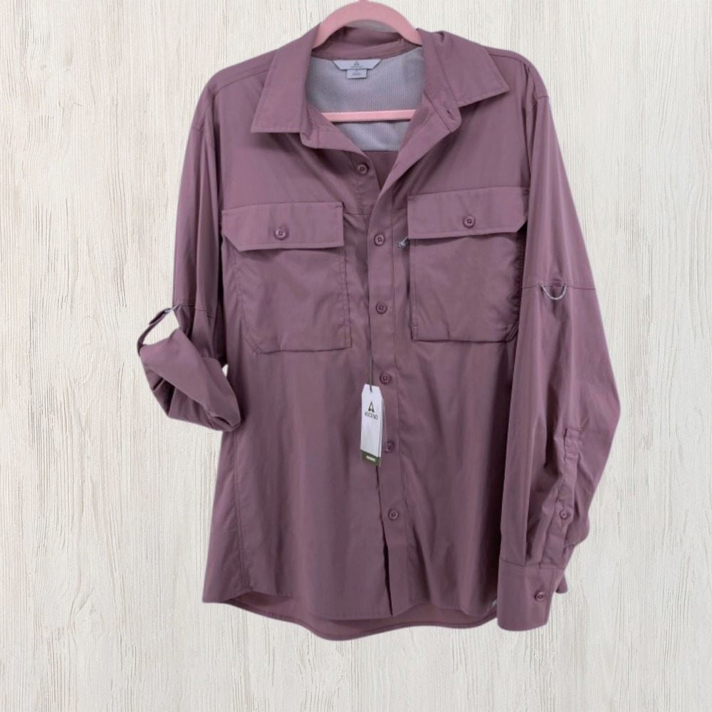 Ascend Men LS Utility‎ Shirt Grape Shake Purple Recycled Nylon Spandex Medium